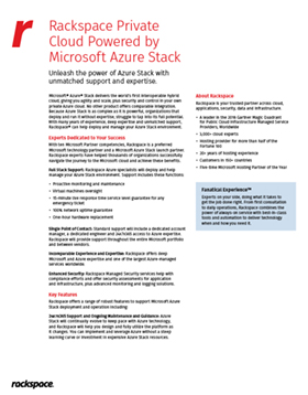 Rackspace Private Cloud Powered By Microsoft Azure Stack